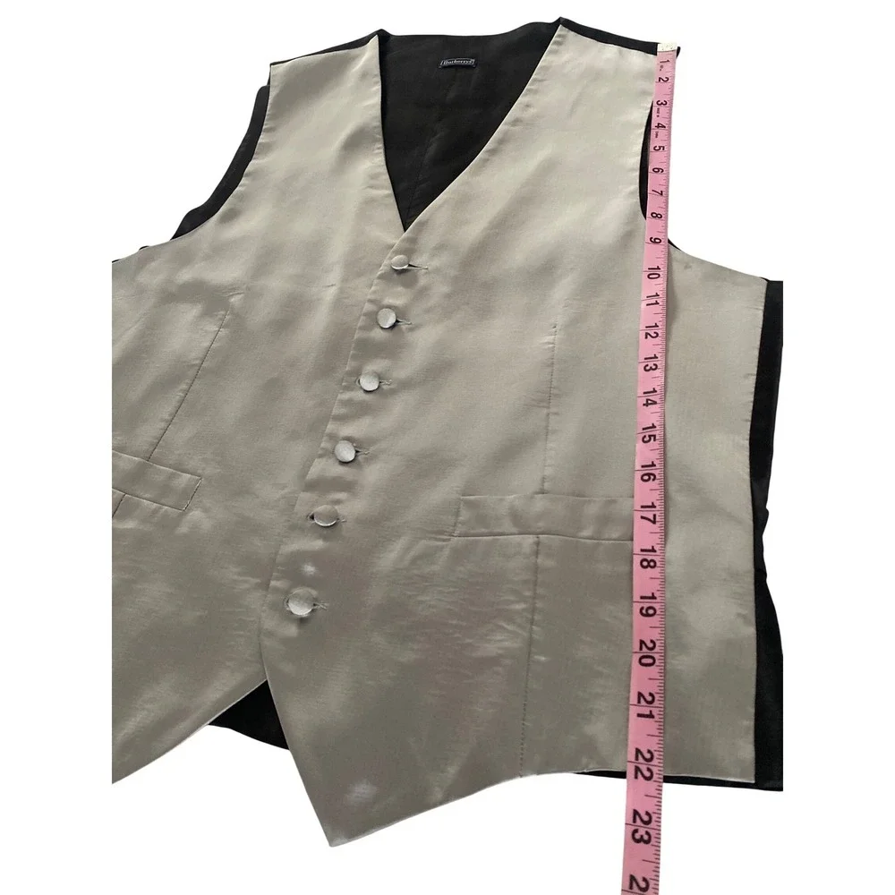 Burberrys Mens Vintage 100% Silk Waistcoat Vest Silver Grey Formal Size M